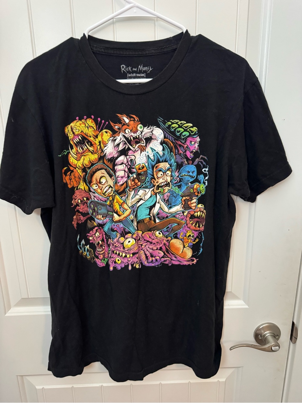 Rick and Morty Adult Swim Graphic T-Shirt Black Size Large B